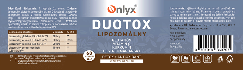 DUOTOX | Liposomální Glutathion + Vit. C + Kurkumin + Ostropestřec Mariánský