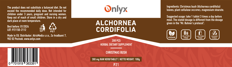 Alchornea cordifolia | Christmas bush - raw bylinné tablety - 100g |P21|