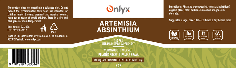 Artemisia absinthium | Absinthe wormwood - raw herbal tablets - 100g |P47|