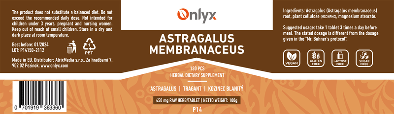 Astragalus membranaceus | Astragalus - raw herbal tablets - 100g |P14|