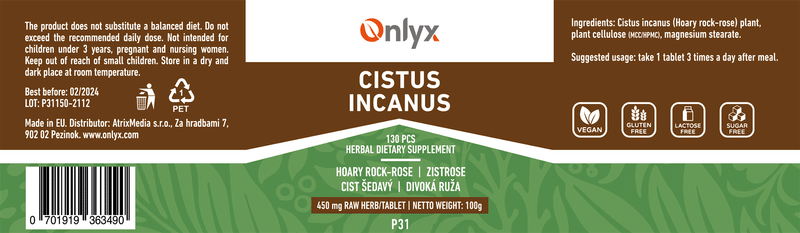 Cistus incanus | Cist šedavý - raw bylinné tablety - 100g |P31|