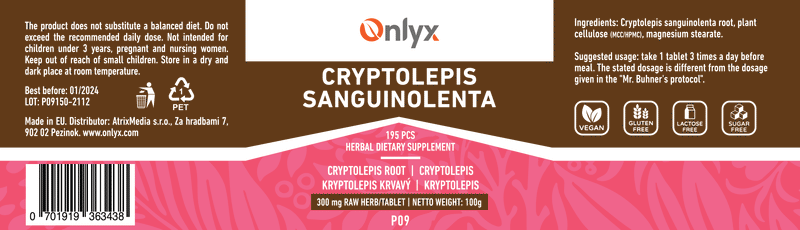 Cryptolepis sanguinolenta | Kryptolepis krvavý - raw bylinné tablety - 100g |P09|