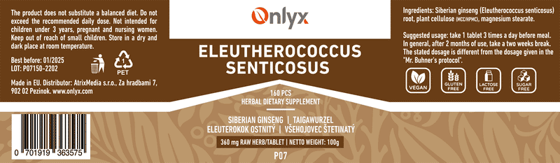 Eleutherococcus senticosus | Siberian ginseng - raw herbal tablets - 100g |P07|