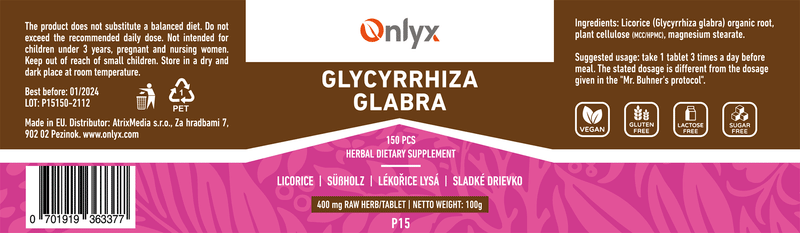 Glycyrrhiza glabra | Licorice | Sladké drievko - raw bylinné tablety - 100g |P15|
