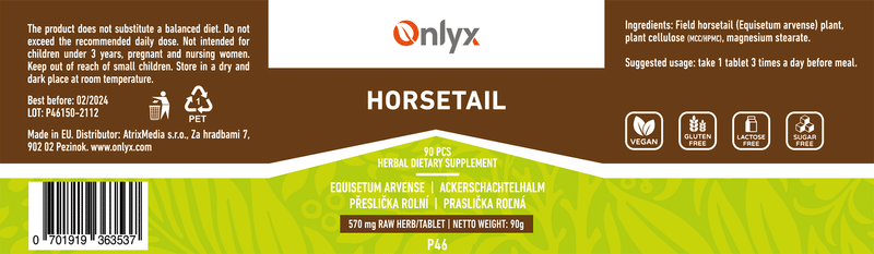 Horsetail | Přeslička rolní - raw bylinné tablety - 90g |P46|