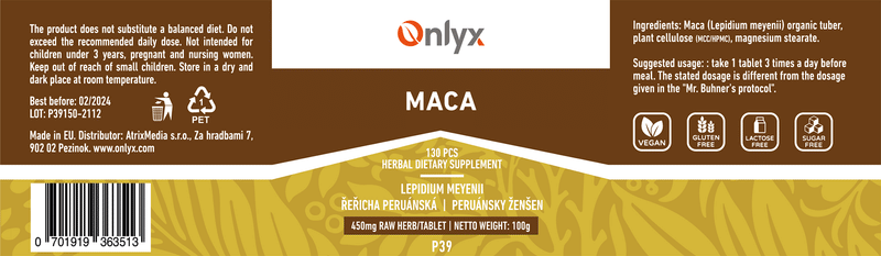 Maca | Lepidium meyenii - raw herbal tablets - 100g |P39|