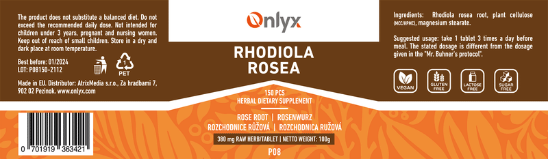 Rhodiola rosea | Rozchodnica ružová - raw bylinné tablety - 100g |P08|
