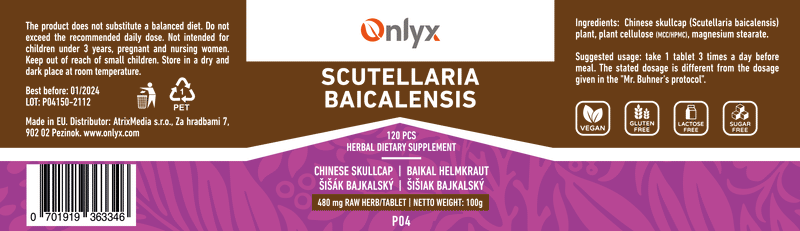 Scutellaria baicalensis | Šišiak bajkalský - raw bylinné tablety - 100g |P04|