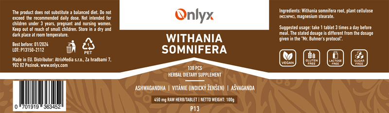 Withania somnifera | Ashwagandha - raw herbal tablets - 100g |P13|
